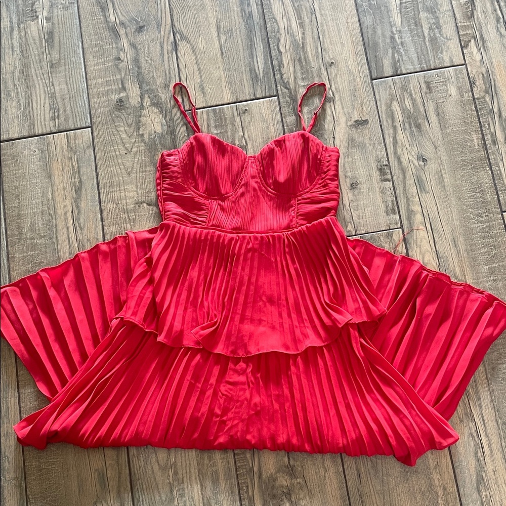 Lulu's Red Pleated Maxi Dress